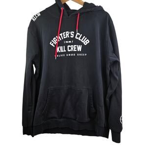 Kill Crew Fighters Club Hoodie XL Black Pullover Sweatshirt Streetwear. Flaws